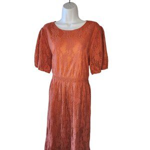 Brand New Pumpkin Spice Orange Color Long Lace Dress Size 1XL